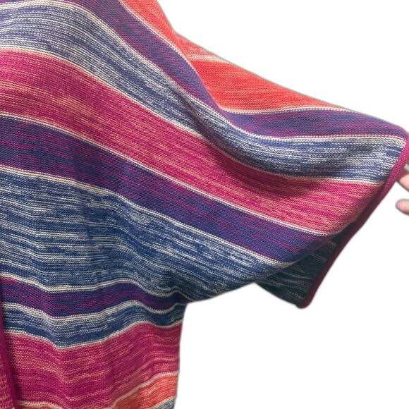 Wrangler Retro Knit Kimono‎ Cardigan Multicolor Fringe Trim Duster Size L/XL - Picture 2 of 5